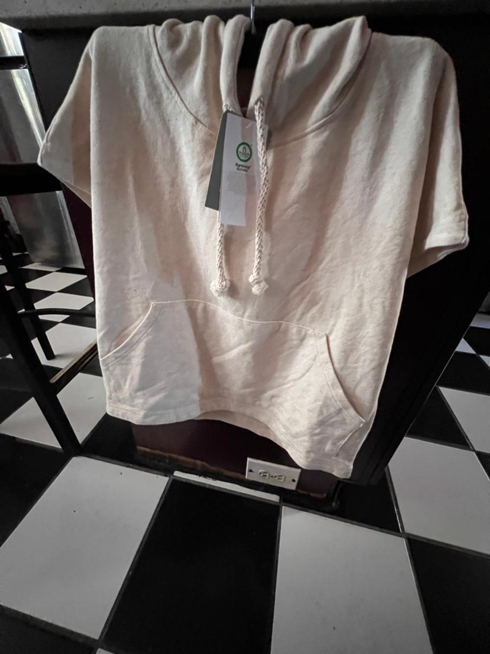 Women’s Lightweight Cream Hooded Top with Pocket Detail